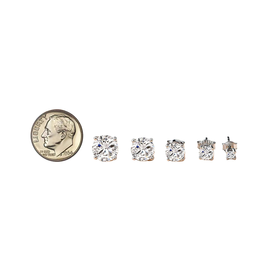 2 Carat 8.0mm Moissanite Stud Earrings 925 Sterling Silver - Mozayn Jewelry