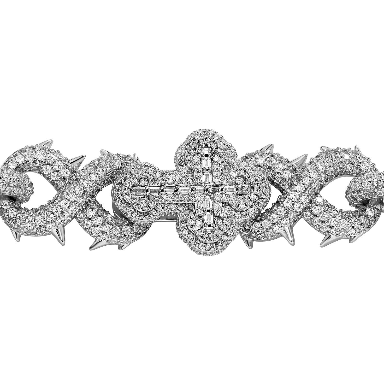 Iced Out Cross and Thorns Bracelet - Mozayn Jewelry