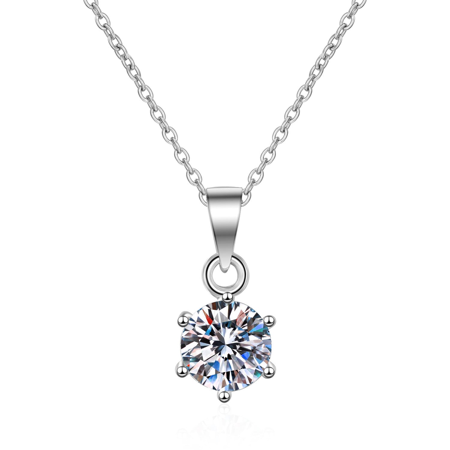 Moissanite Six-claw Pendant Clavicle Chain 925 Silver - Mozayn Jewelry