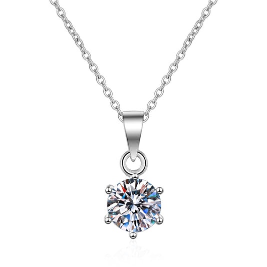 Moissanite Six-claw Pendant Clavicle Chain 925 Silver - Mozayn Jewelry