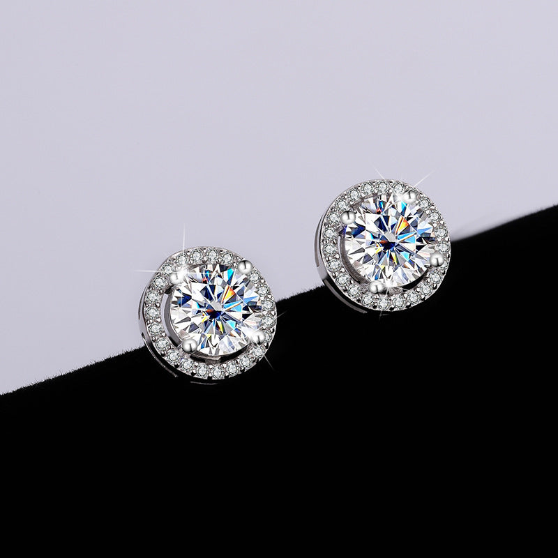 Round Genuine Moissanite Earrings S925 Sterling Silver - Mozayn Jewelry