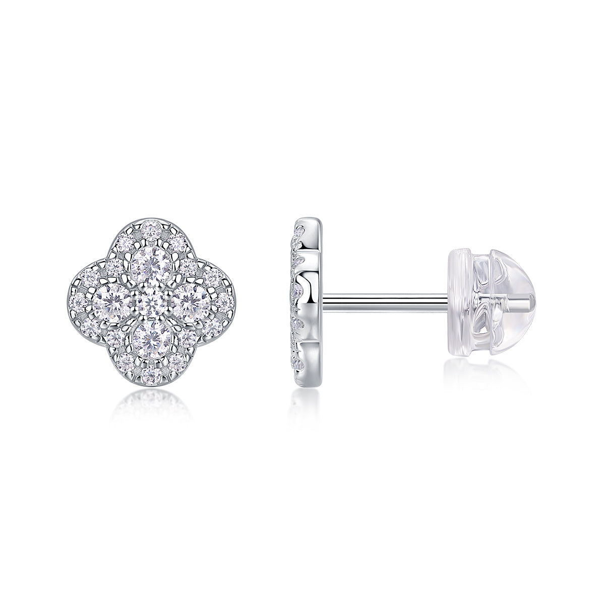 Moissanite S925 Sterling Silver Clover Shape Earrings - Mozayn Jewelry