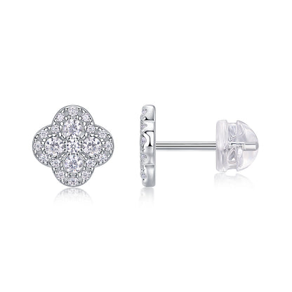 Moissanite S925 Sterling Silver Clover Shape Earrings - Mozayn Jewelry
