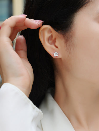 Moissanite S925 Sterling Silver Paris Flower Earrings - Mozayn Jewelry