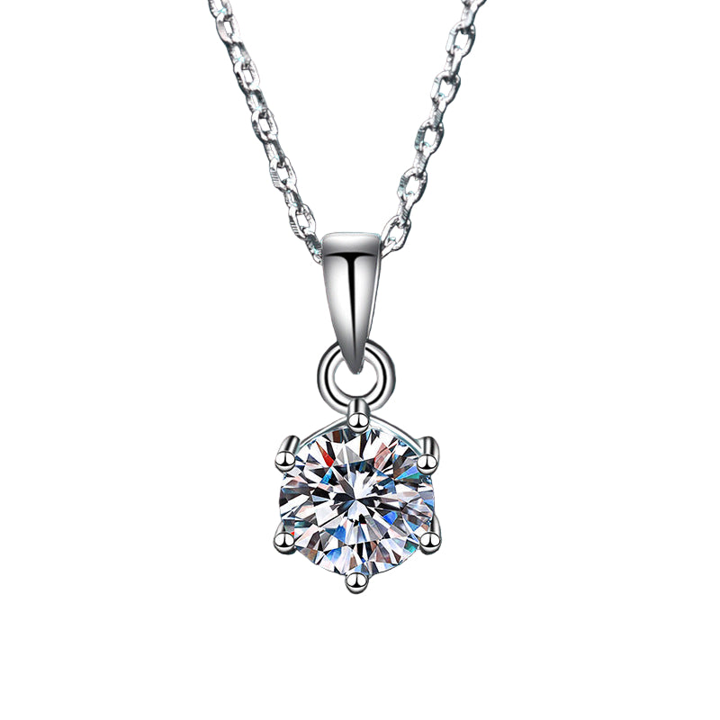Moissanite Six-claw Pendant Clavicle Chain 925 Silver - Mozayn Jewelry