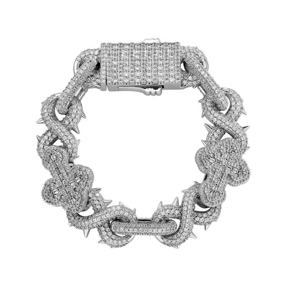 Iced Out Cross and Thorns Bracelet - Mozayn Jewelry
