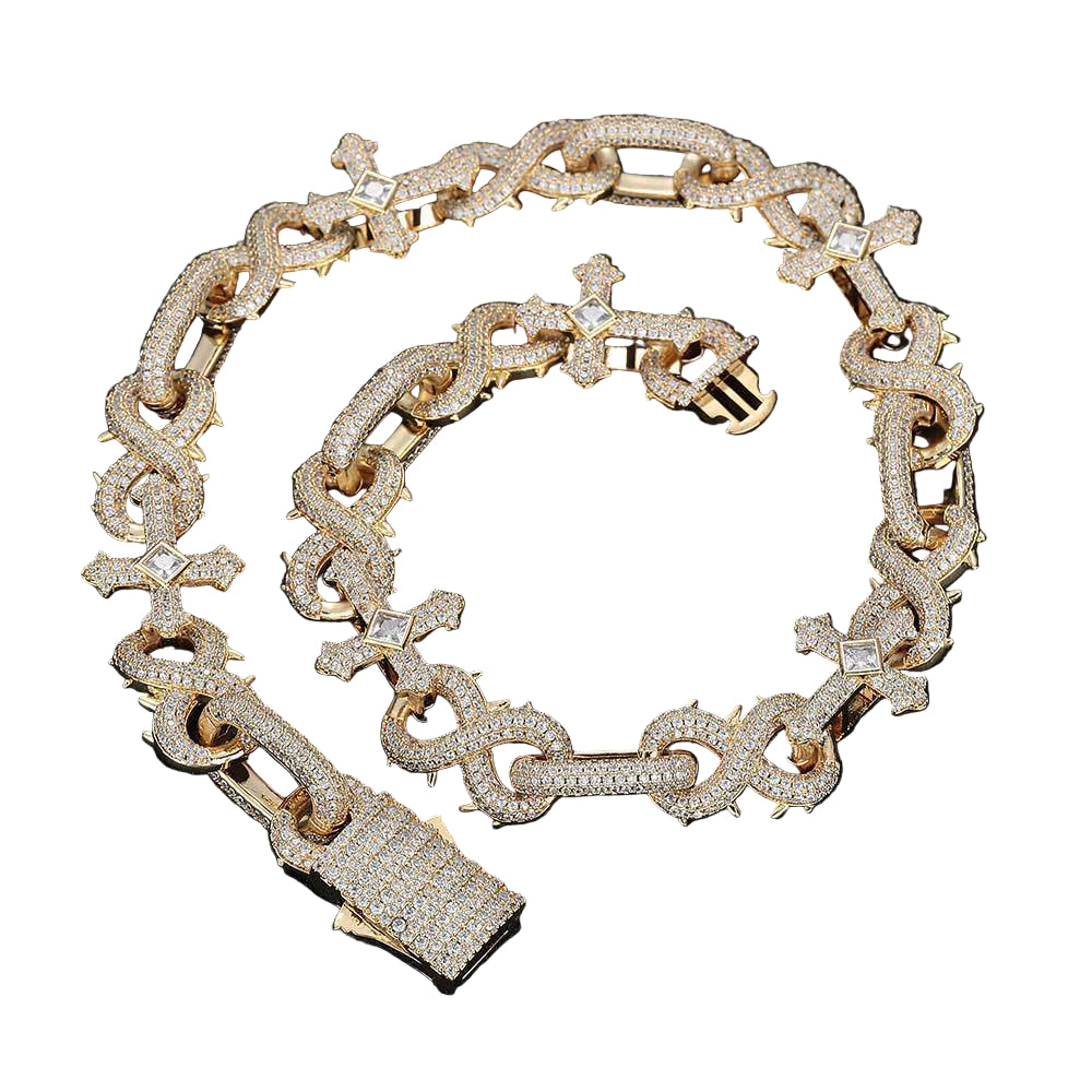 Thorn Cross Cuban Link Chain - Mozayn Jewelry