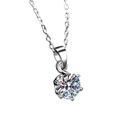Moissanite Six-claw Pendant Clavicle Chain 925 Silver - Mozayn Jewelry